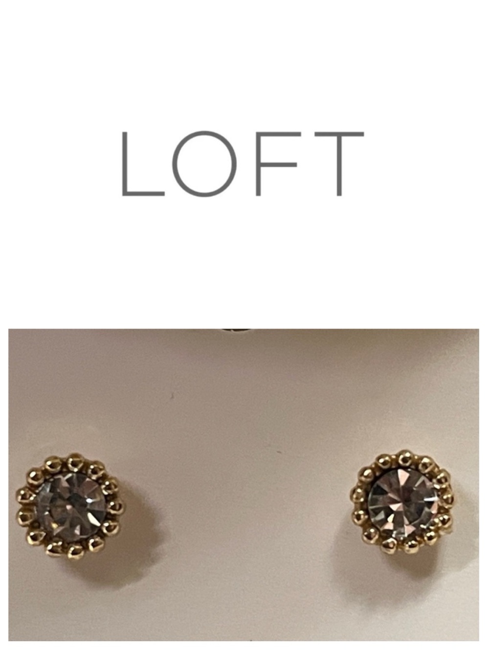 Ann Taylor LOFT Gold Clear Crystal Earrings